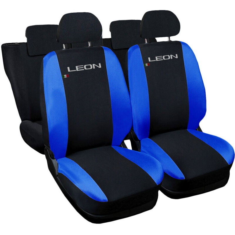 foto del prodotto lupex shop coprisedili auto compatibili per leon 3a serie 2012, made in italy, set di copri sedili anteriori e posteriori con copri poggiatesta