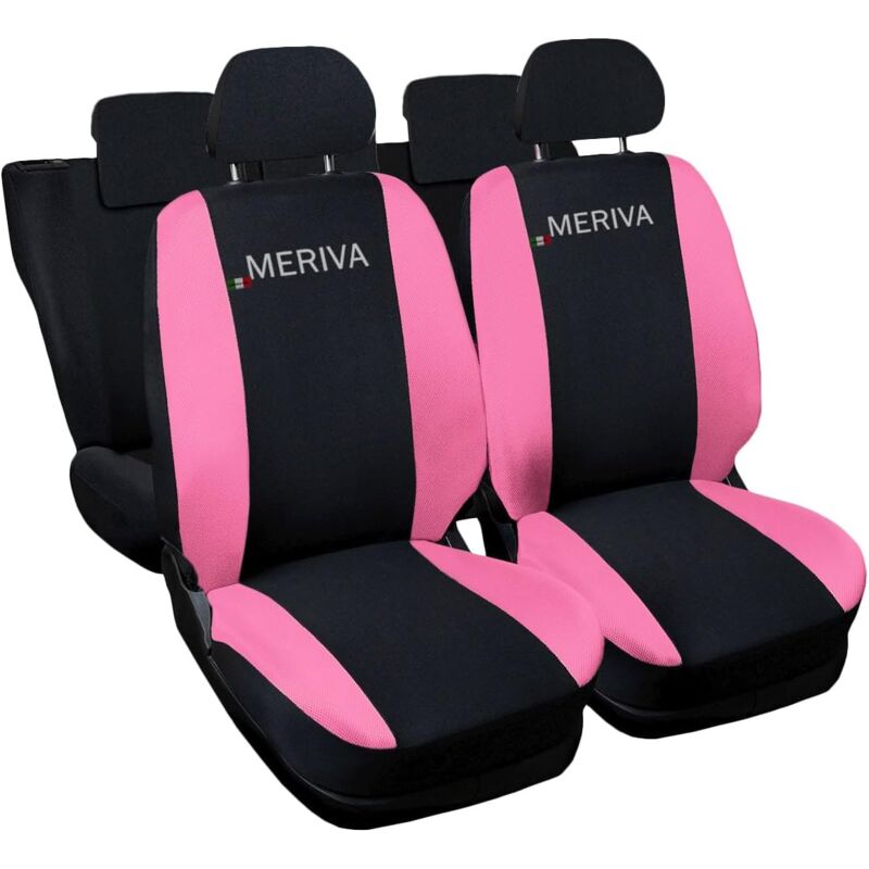 foto del prodotto lupex shop coprisedili auto compatibili per meriva, made in italy, set anteriori e posteriori, copri poggiatesta incluso, tessuto poliestere, nero