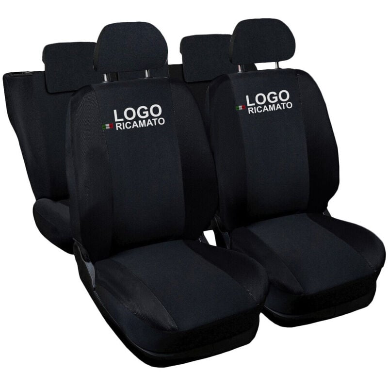 foto del prodotto lupex shop coprisedili auto compatibili per mini, made in italy, anteriori e posteriori con copri poggiatesta incluso, tessuto poliestere, nero