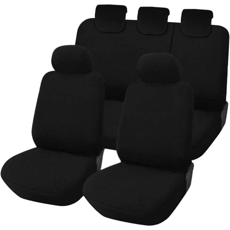 foto del prodotto lupex shop coprisedili auto compatibili per panda 2a e 3a serie, made in italy, anteriori, e posteriori 50 50, tessuto poliestere nero