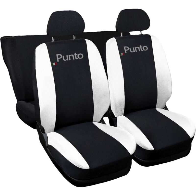foto del prodotto lupex shop coprisedili auto compatibili per punto, made in italy, anteriori e posteriori con copri poggiatesta incluso, tessuto poliestere, colore