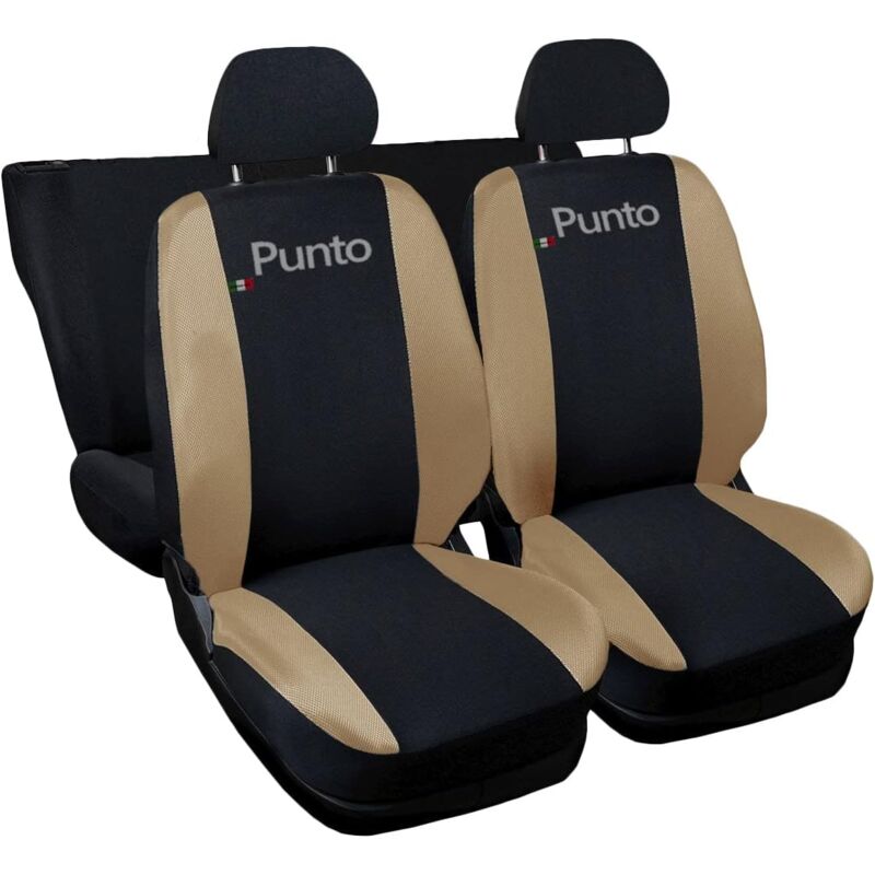 foto del prodotto lupex shop coprisedili auto compatibili per punto, made in italy, anteriori e posteriori con copri poggiatesta incluso, tessuto poliestere, colore