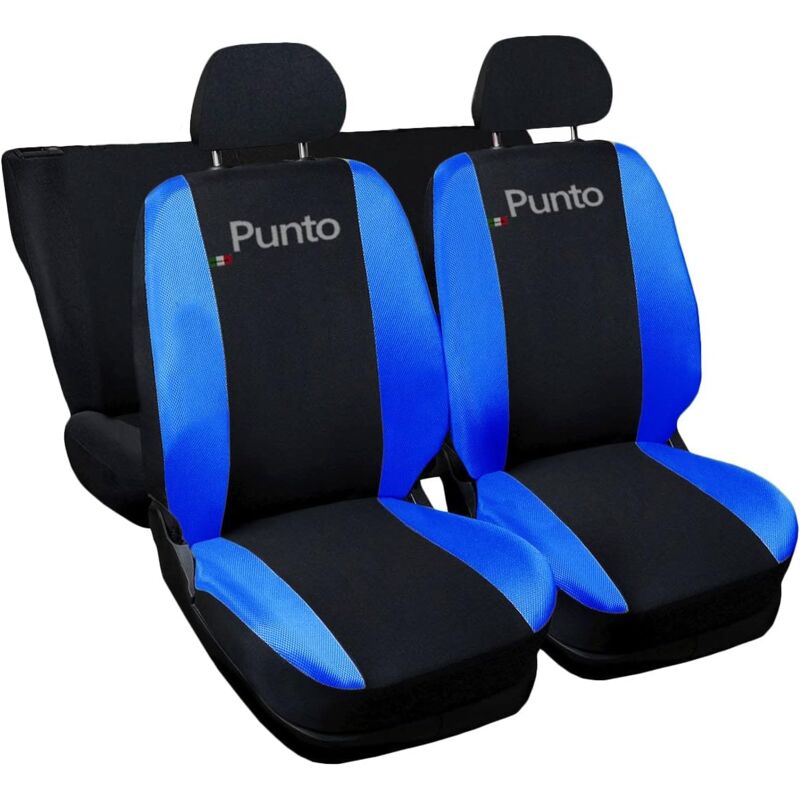 foto del prodotto lupex shop coprisedili auto compatibili per punto, made in italy, anteriori e posteriori con copri poggiatesta incluso, tessuto poliestere, colore