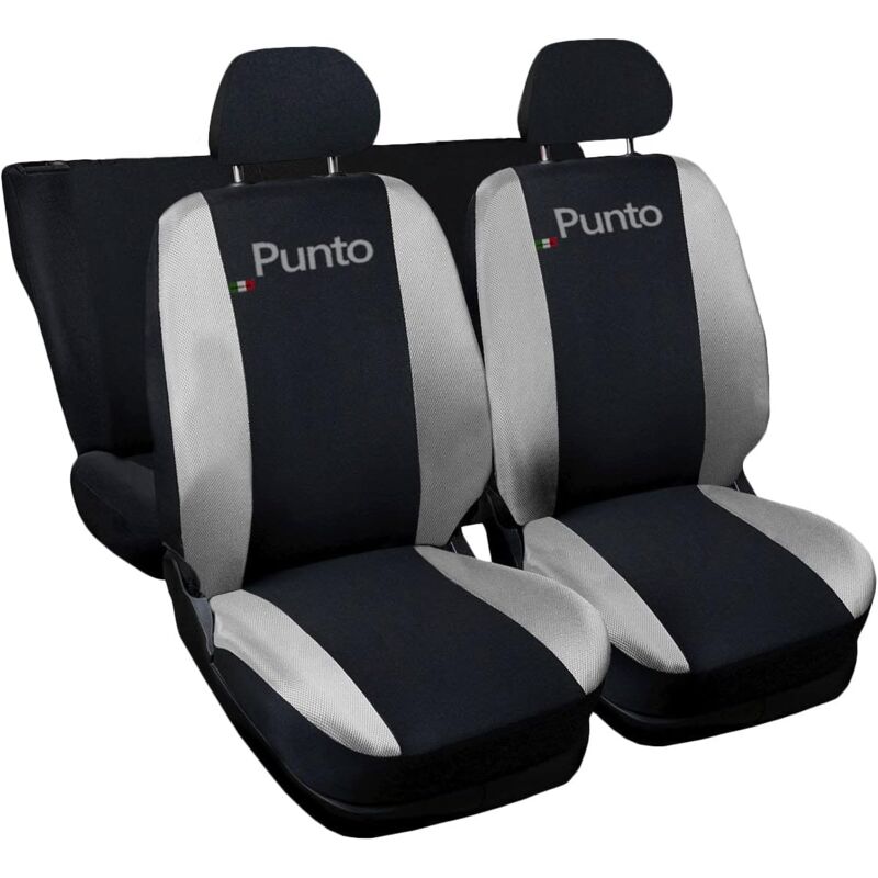 foto del prodotto lupex shop coprisedili auto compatibili per punto, made in italy, anteriori e posteriori con copri poggiatesta incluso, tessuto poliestere, colore