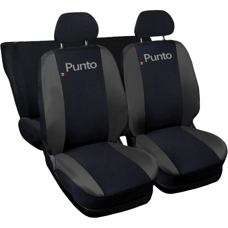 foto del prodotto lupex shop coprisedili auto compatibili per punto, made in italy, anteriori e posteriori con copri poggiatesta incluso, tessuto poliestere, colore