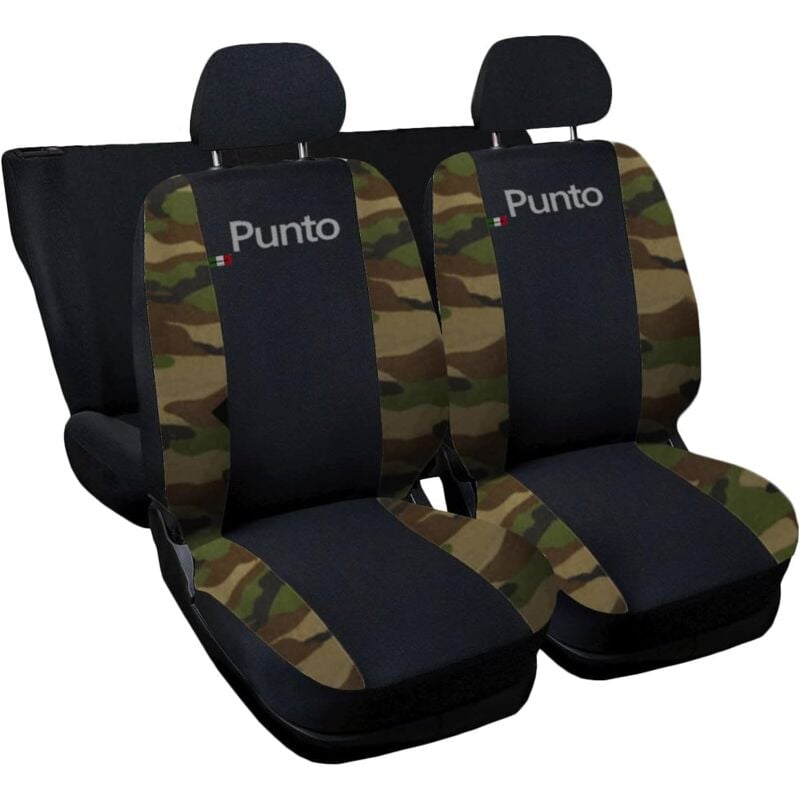 foto del prodotto lupex shop coprisedili auto compatibili per punto, made in italy, anteriori e posteriori con copri poggiatesta incluso, tessuto poliestere, colore