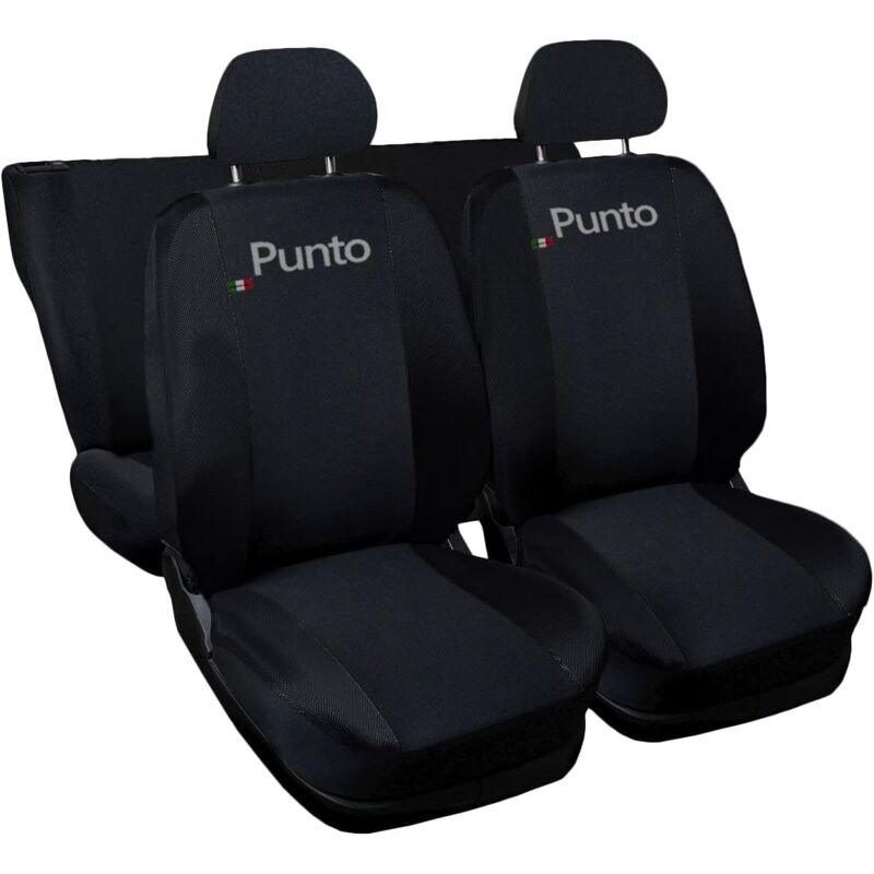 foto del prodotto lupex shop coprisedili auto compatibili per punto, made in italy, anteriori e posteriori con copri poggiatesta incluso, tessuto poliestere, colore