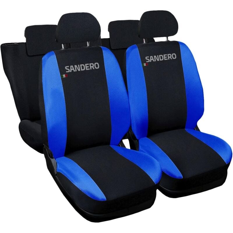 foto del prodotto lupex shop coprisedili auto compatibili per sandero, made in italy, anteriori e posteriori con copri poggiatesta incluso, tessuto poliestere, nero