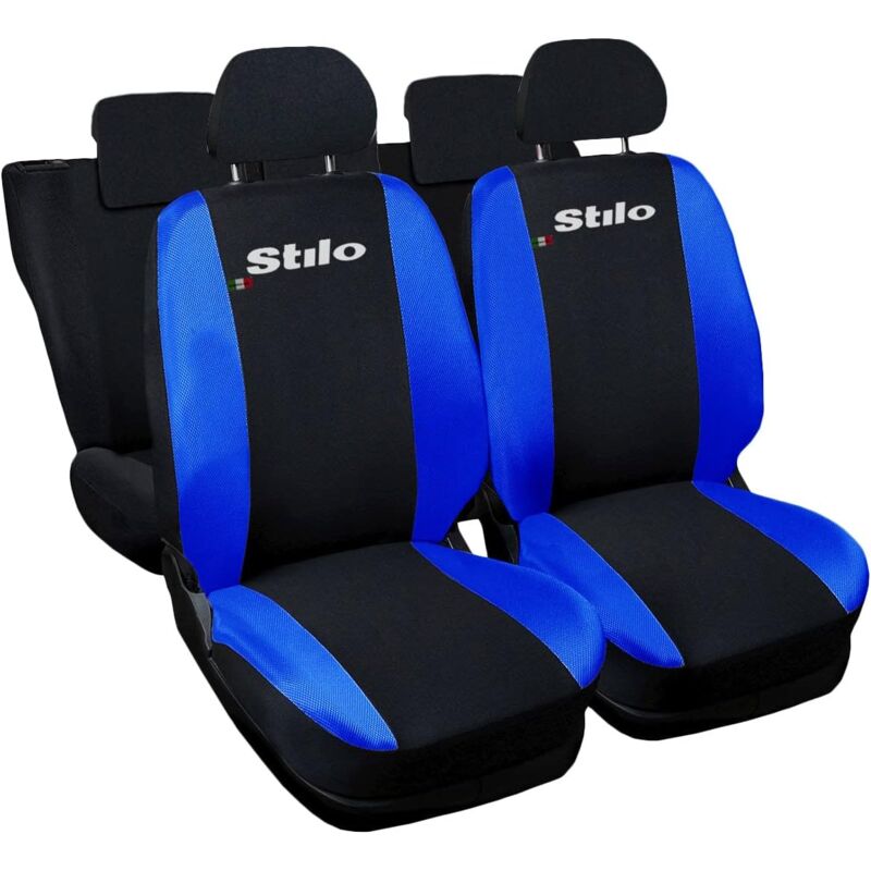 foto del prodotto lupex shop coprisedili auto compatibili per stilo, made in italy, set di copri sedili anteriori e posteriori con copri poggiatesta incluso, tessuto