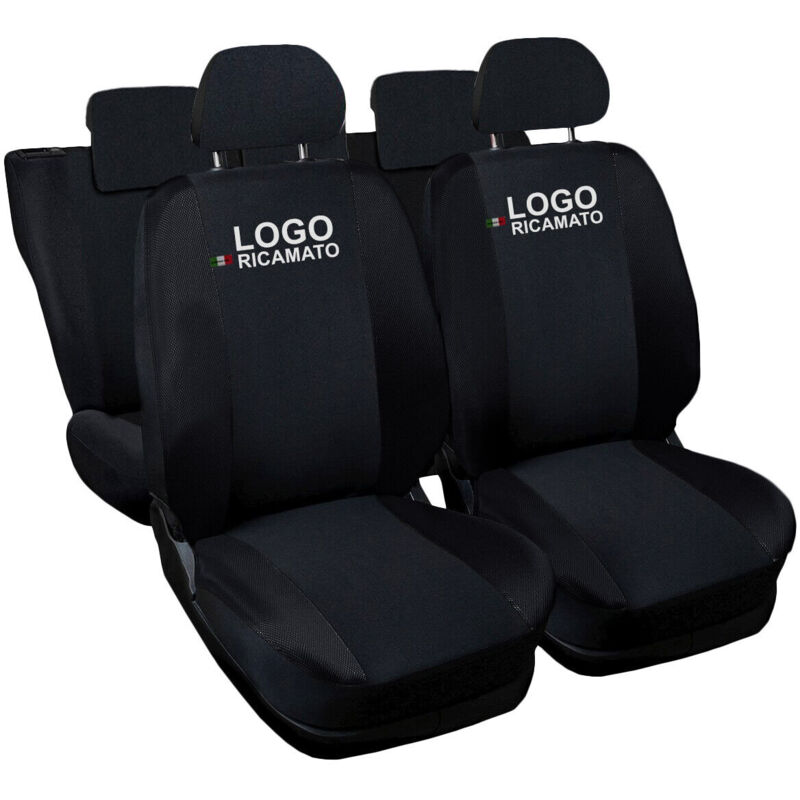foto del prodotto lupex shop - coprisedili auto compatibili per t-roc, made in italy, anteriori e posteriori con copri poggiatesta incluso, tessuto poliestere, nero