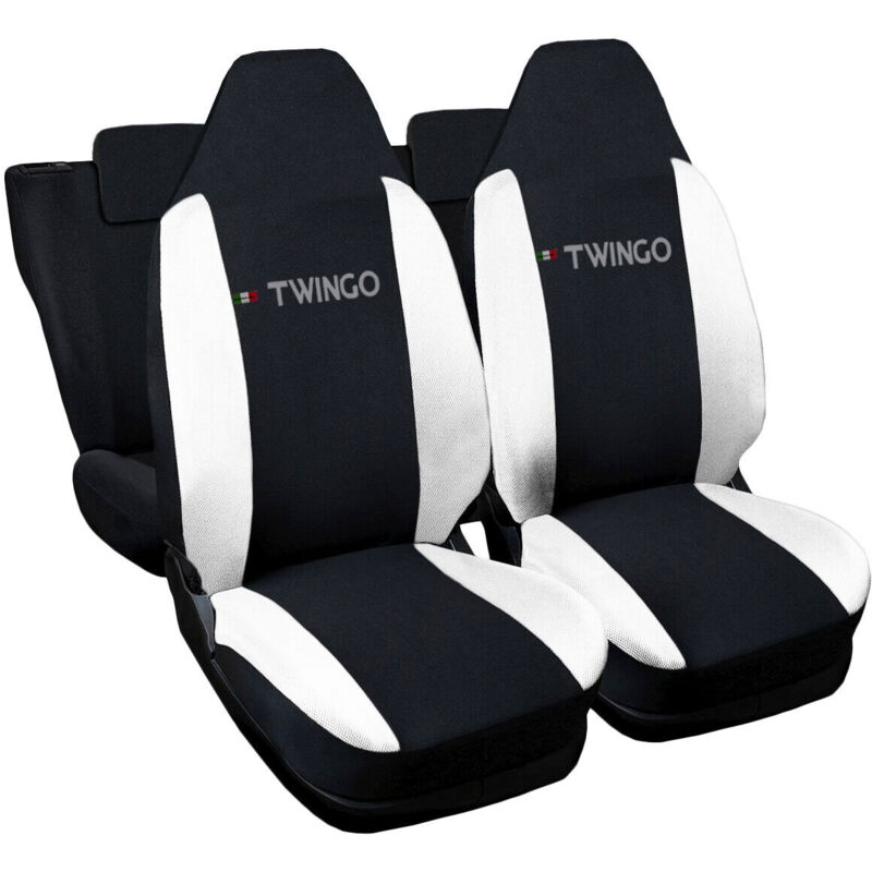 foto del prodotto lupex shop coprisedili auto compatibili per twingo, made in italy, anteriori con copri poggiatesta incluso, e posteriori , tessuto poliestere, nero