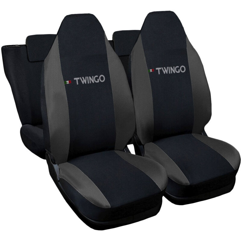 foto del prodotto lupex shop coprisedili auto compatibili per twingo, made in italy, anteriori con copri poggiatesta incluso, e posteriori , tessuto poliestere, nero