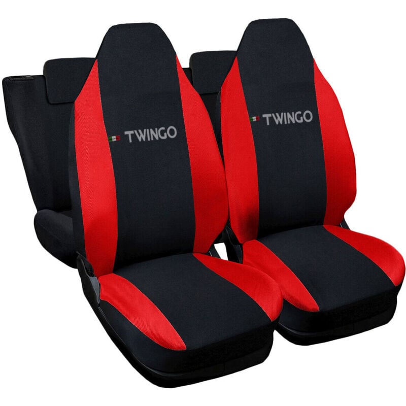 foto del prodotto lupex shop coprisedili auto compatibili per twingo, made in italy, anteriori con copri poggiatesta incluso, e posteriori , tessuto poliestere, nero