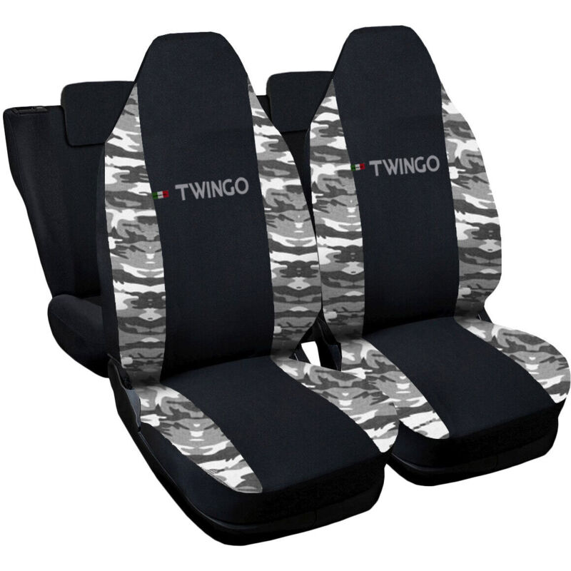 foto del prodotto lupex shop - coprisedili auto compatibili per twingo, made in italy, anteriori con copri poggiatesta incluso, e posteriori , tessuto poliestere, nero - mimetico chiaro