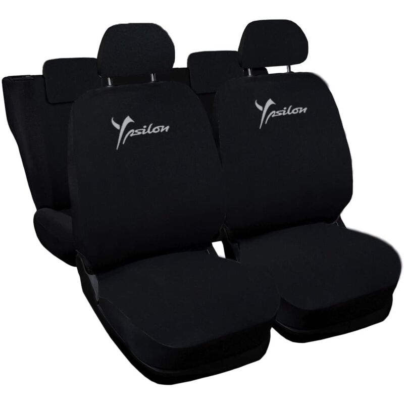 foto del prodotto lupex shop coprisedili auto compatibili per ypsilon, made in italy, anteriori e posteriori con copri poggiatesta incluso, tessuto poliestere, nero