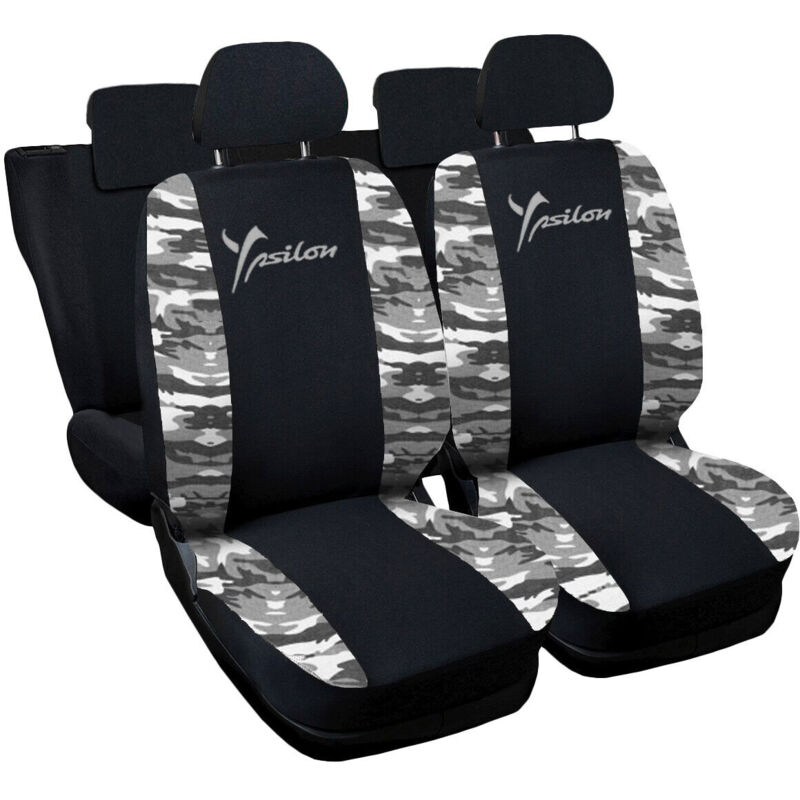 foto del prodotto lupex shop coprisedili auto compatibili per ypsilon, made in italy, anteriori e posteriori con copri poggiatesta incluso, tessuto poliestere, nero