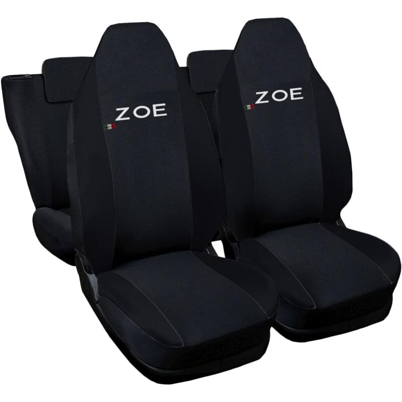 foto del prodotto lupex shop - coprisedili auto compatibili per zoe, made in italy, anteriori con copri poggiatesta incluso e posteriori, tessuto poliestere, nero - nero