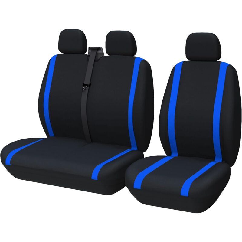 foto del prodotto lupex shop coprisedili auto per furgoni, 3 posti anteriori, universali, tessuto in policotone, con braccioli nero blu 