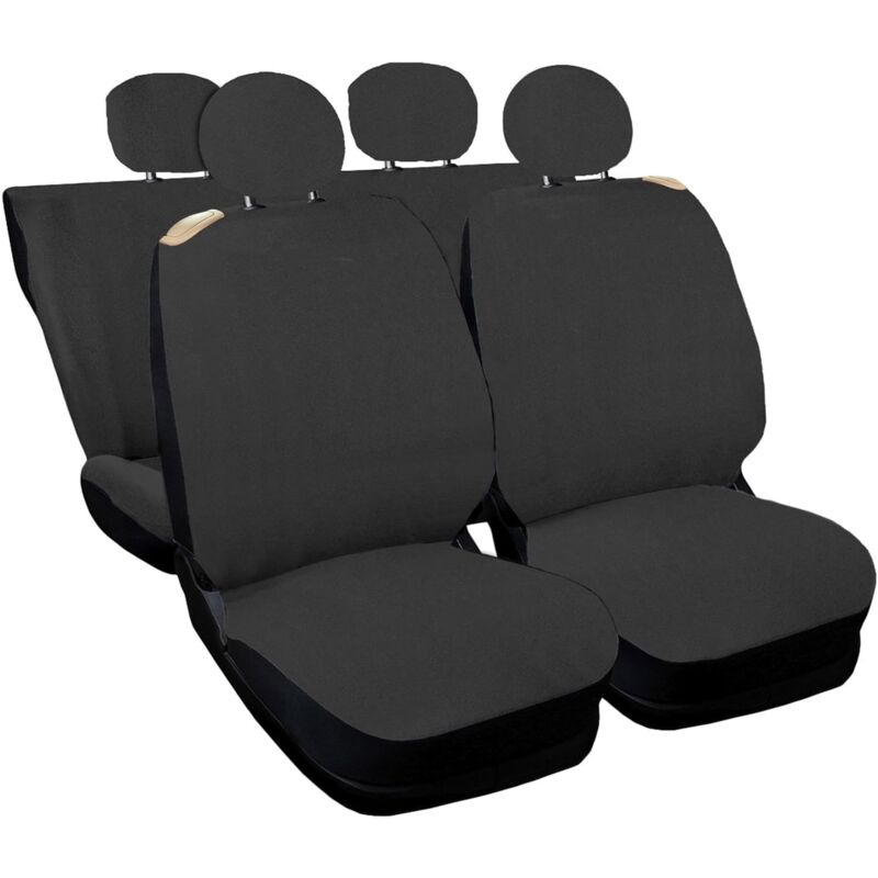 foto del prodotto lupex shop coprisedili auto universali, compatibili per 500, anteriori e posteriori 50 50 , no logo, in policotone, grigio