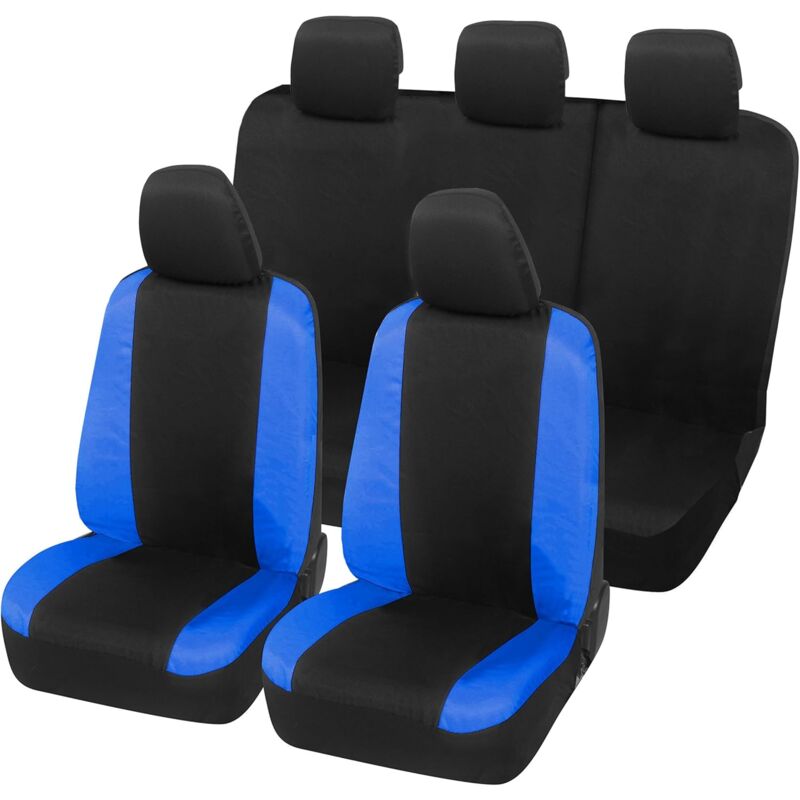 foto del prodotto lupex shop coprisedili auto universali, compatibili per duster, anteriori e posteriori, no logo, in policotone, nero blu royal