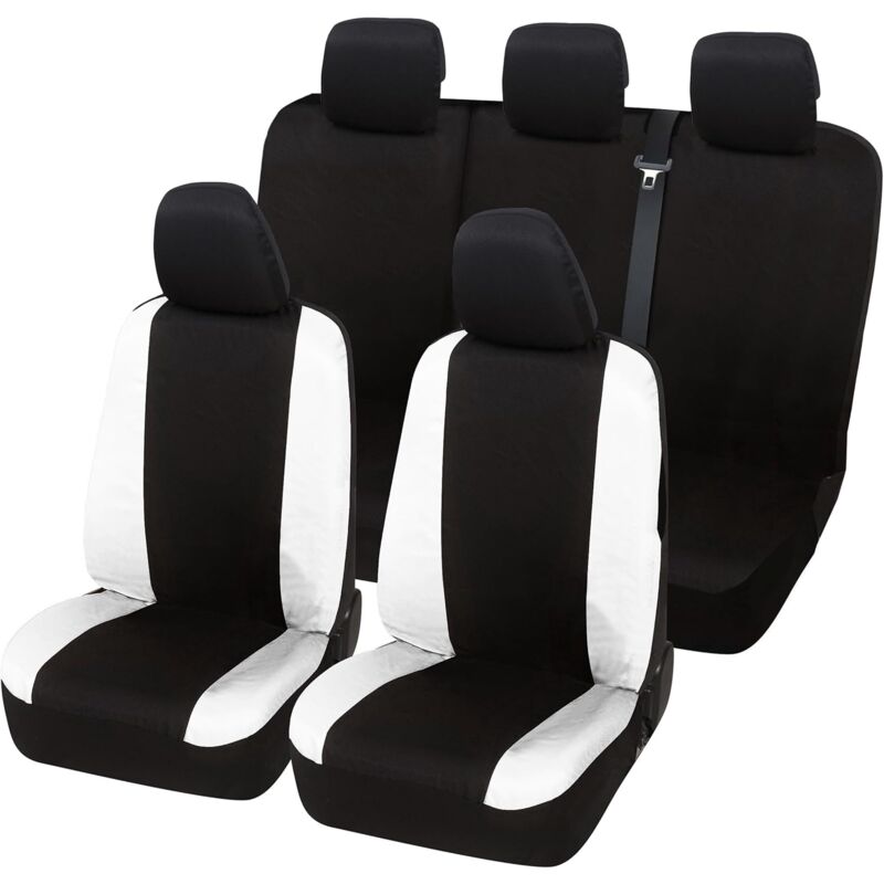 foto del prodotto lupex shop coprisedili auto universali, compatibili per fiesta, anteriori e posteriori, no logo, in policotone, nero bianco