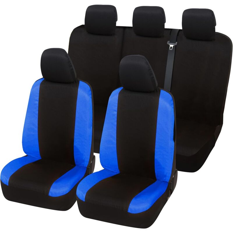 foto del prodotto lupex shop coprisedili auto universali, compatibili per fiesta, anteriori e posteriori, no logo, in policotone, nero blu royal