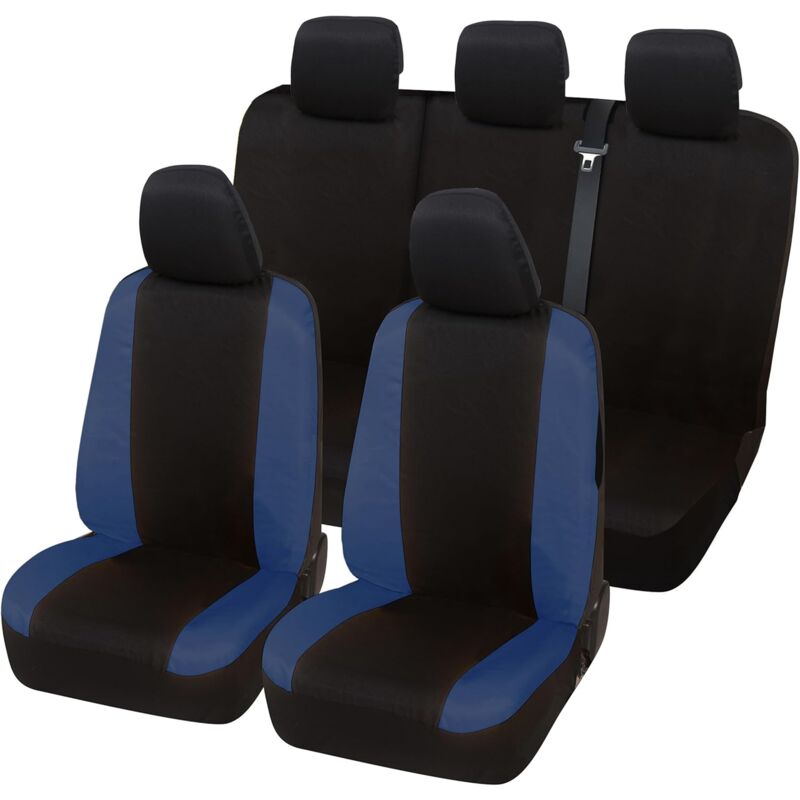 foto del prodotto lupex shop coprisedili auto universali, compatibili per fiesta, anteriori e posteriori, no logo, in policotone, nero blu scuro