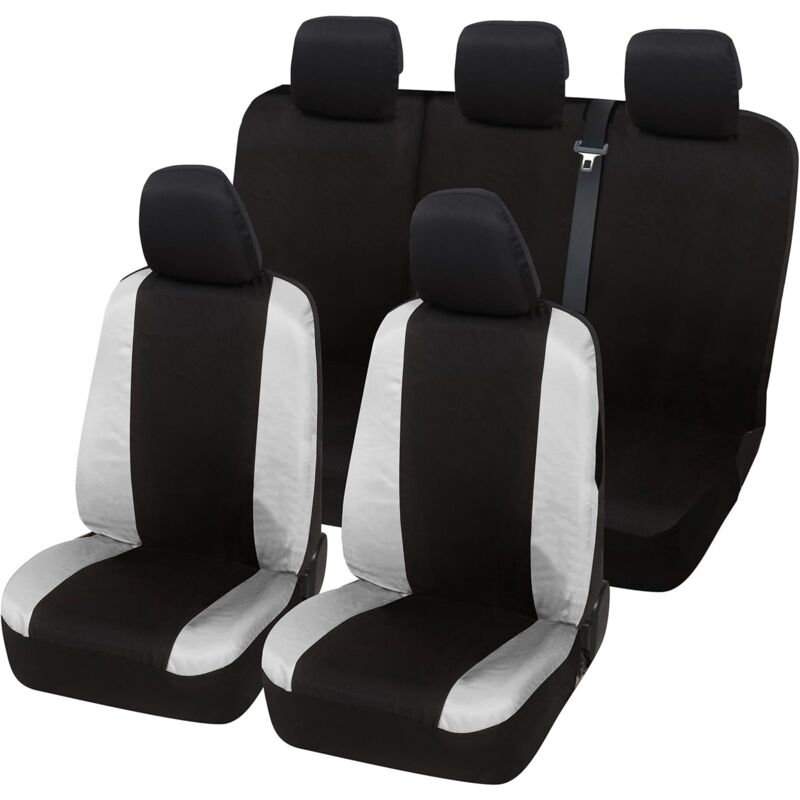 foto del prodotto lupex shop coprisedili auto universali, compatibili per fiesta, anteriori e posteriori, no logo, in policotone, nero grigio chiaro