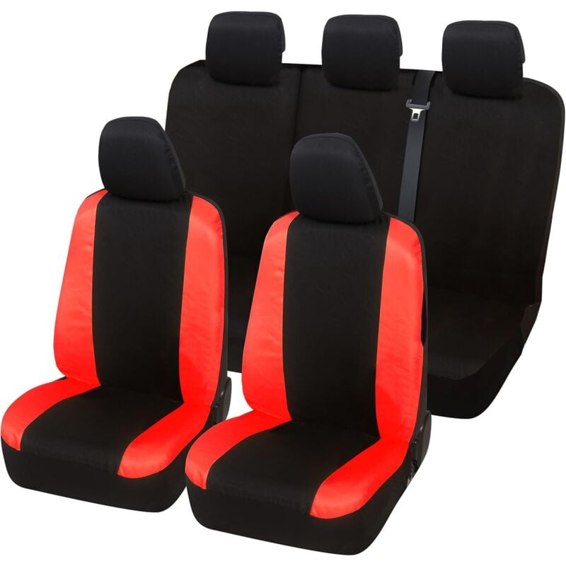 foto del prodotto lupex shop coprisedili auto universali, compatibili per fiesta, anteriori e posteriori, no logo, in policotone, nero rosso
