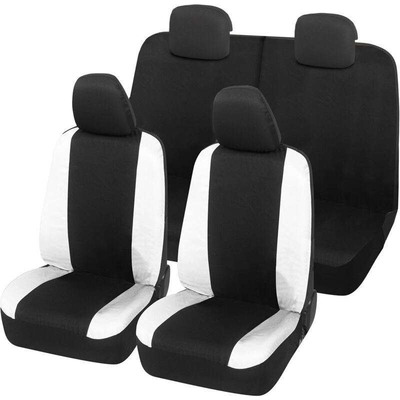 foto del prodotto lupex shop coprisedili auto universali, compatibili per panda easy, anteriori e posteriori 50 50 , no logo, in policotone, nero bianco