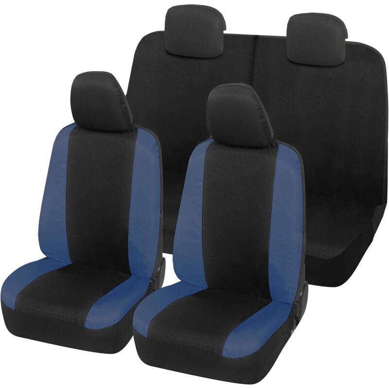 foto del prodotto lupex shop coprisedili auto universali, compatibili per panda easy, anteriori e posteriori 50 50 , no logo, in policotone, nero blu scuro