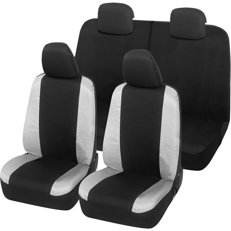 foto del prodotto lupex shop coprisedili auto universali, compatibili per panda easy, anteriori e posteriori 50 50 , no logo, in policotone, nero grigio chiaro