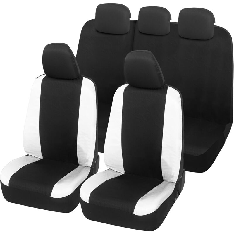 foto del prodotto lupex shop coprisedili auto universali, compatibili per panda easy, anteriori e posteriori 60 40 , no logo, in policotone, nero bianco