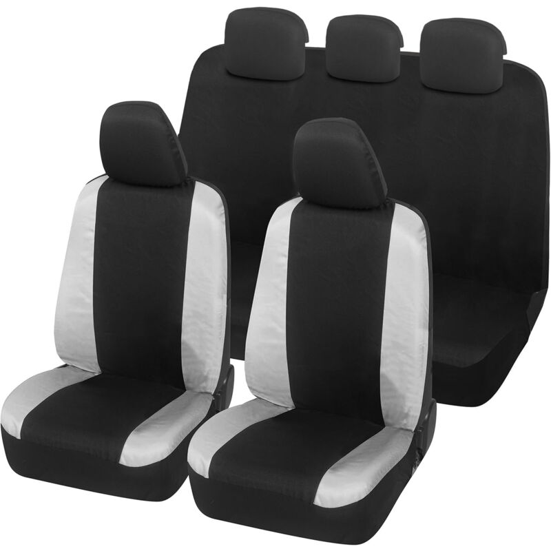 foto del prodotto lupex shop coprisedili auto universali, compatibili per panda easy, anteriori e posteriori intero , no logo, in policotone, nero grigio chiaro