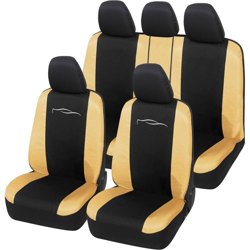 foto del prodotto lupex shop coprisedili auto universali, mod. racing, anteriori e posteriori, tessuto in policotone, nero beige