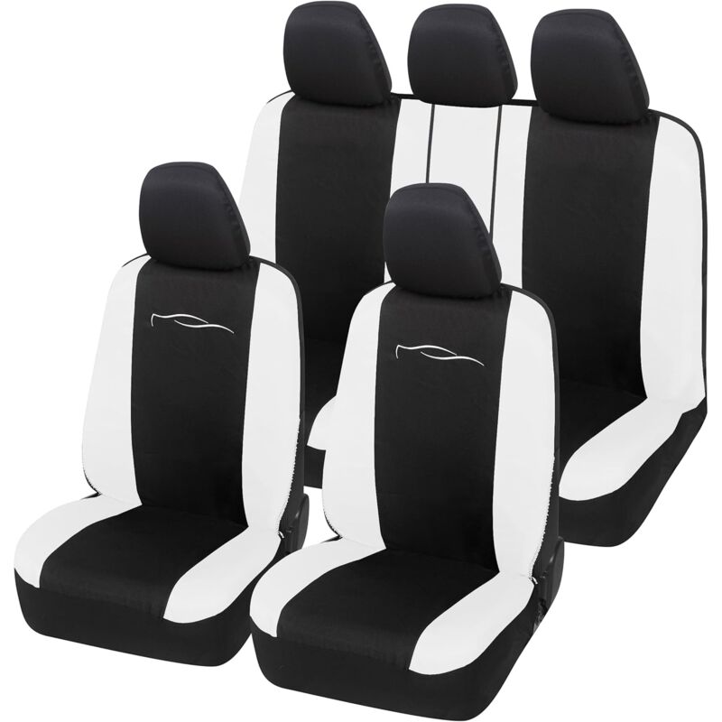 foto del prodotto lupex shop coprisedili auto universali, mod. racing, anteriori e posteriori, tessuto in policotone, nero bianco