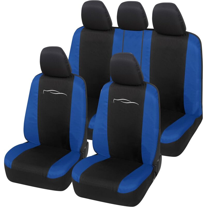 foto del prodotto lupex shop coprisedili auto universali, mod. racing, anteriori e posteriori, tessuto in policotone, nero blu royal