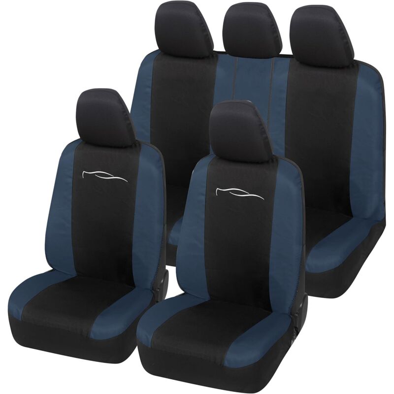 foto del prodotto lupex shop coprisedili auto universali, mod. racing, anteriori e posteriori, tessuto in policotone, nero blu scuro