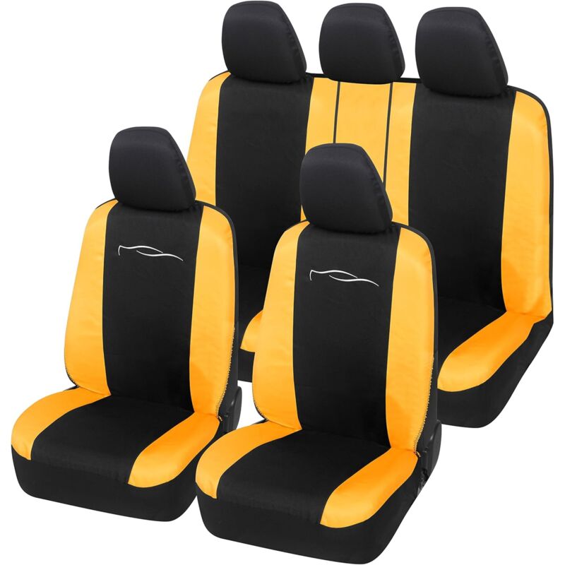 foto del prodotto lupex shop coprisedili auto universali, mod. racing, anteriori e posteriori, tessuto in policotone, nero giallo