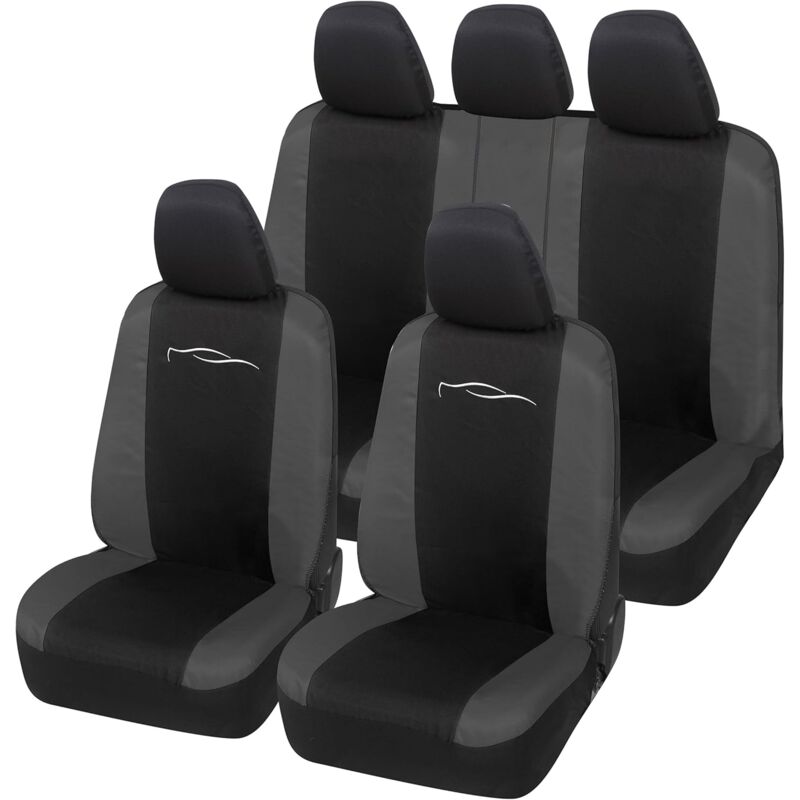 foto del prodotto lupex shop coprisedili auto universali, mod. racing, anteriori e posteriori, tessuto in policotone, nero grigio