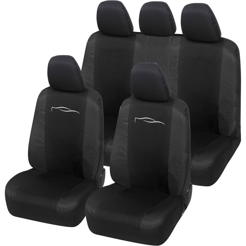 foto del prodotto lupex shop coprisedili auto universali, mod. racing, anteriori e posteriori, tessuto in policotone, nero nero