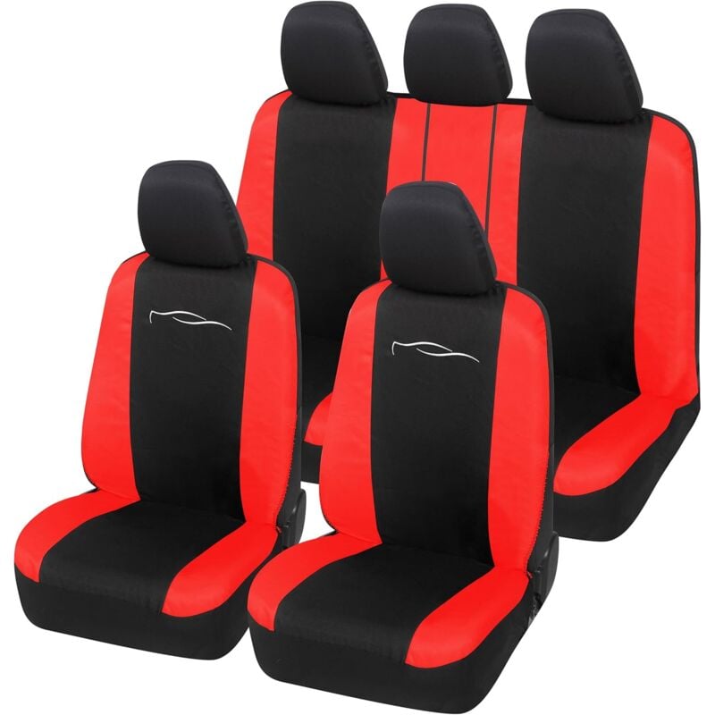 foto del prodotto lupex shop coprisedili auto universali, mod. racing, anteriori e posteriori, tessuto in policotone, nero rosso