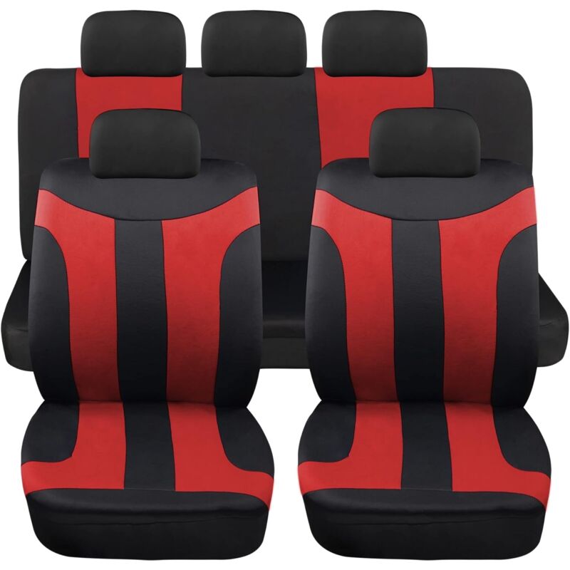 foto del prodotto lupex shop coprisedili auto universali modello ls05, set anteriori e posteriori, no suv, colore rosso