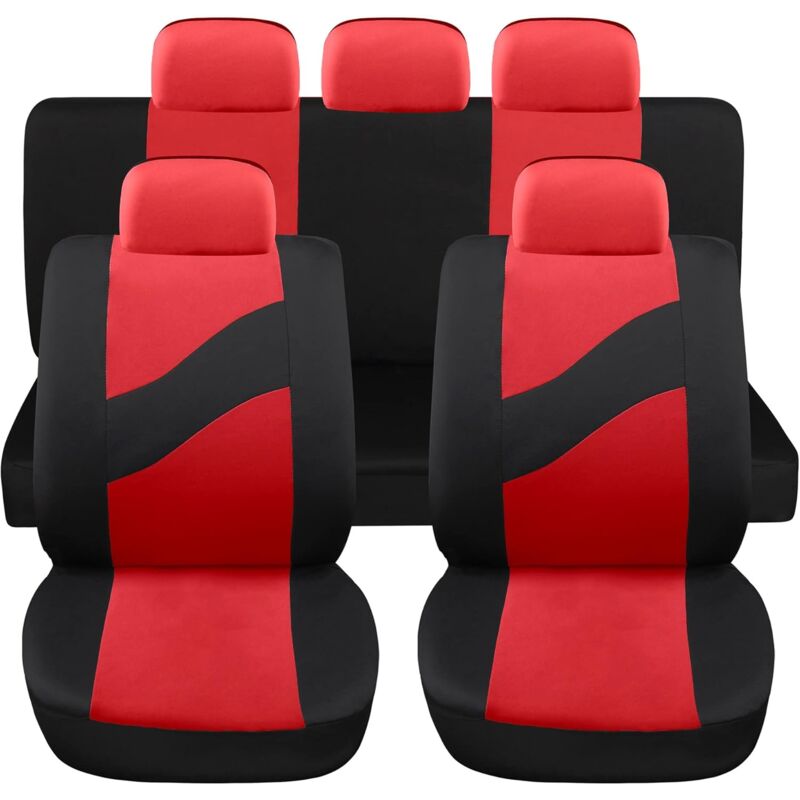 foto del prodotto lupex shop coprisedili auto universali modello ls08, set anteriori e posteriori, no suv, colore rosso