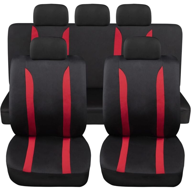 foto del prodotto lupex shop coprisedili auto universali modello ls09, set anteriori e posteriori, no suv, colore rosso