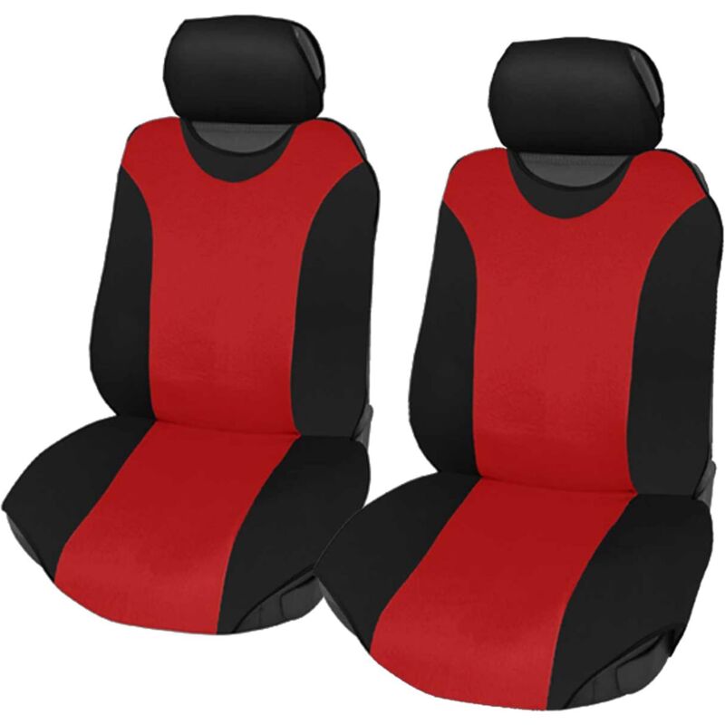 foto del prodotto lupex shop coprisedili coppia anteriore per auto, universali adattabili, tessuto poliestere, no suv mod. r1 colore rosso