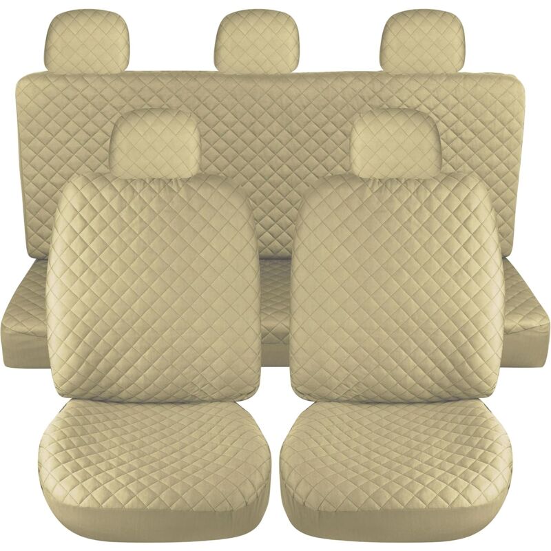 foto del prodotto lupex shop coprisedili per auto universali mod. a21, tessuto poliestere trapuntato, anteriore e posteriore, colore beige