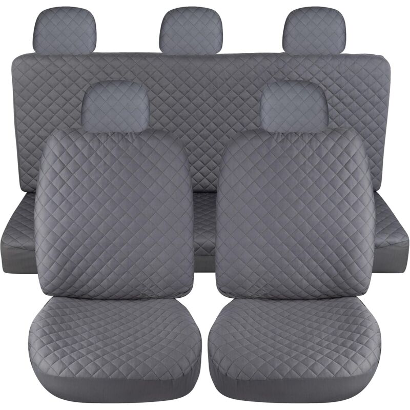 foto del prodotto lupex shop coprisedili per auto universali mod. a21, tessuto poliestere trapuntato, anteriore e posteriore, colore grigio
