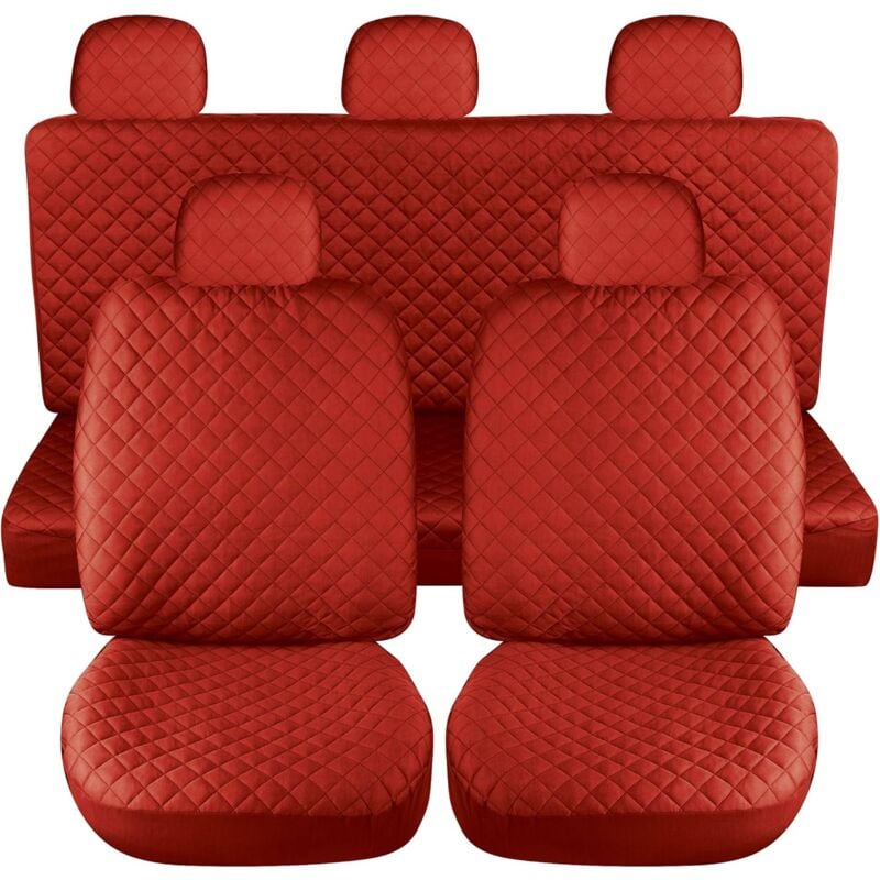 foto del prodotto lupex shop coprisedili per auto universali mod. a21, tessuto poliestere trapuntato, anteriore e posteriore, colore rosso
