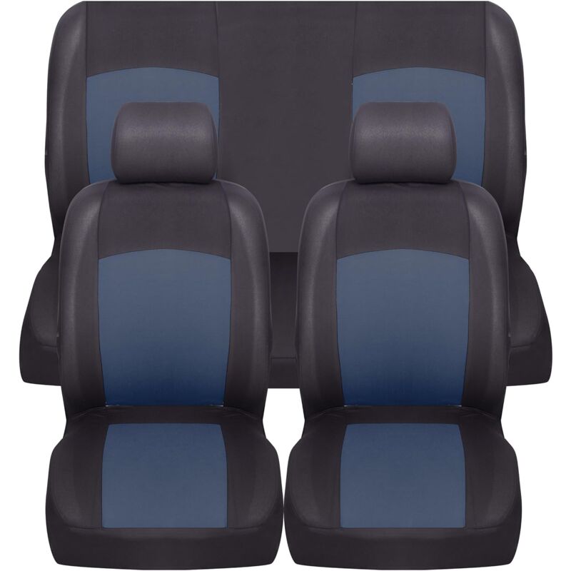 foto del prodotto lupex shop coprisedili universali morbidi per auto, anteriori e posteriori, mod. soft, tessuto poliestere, colore blu scuro